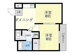 オリエンタル加美 2DKの間取図画像