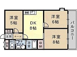 湯里アーバンライフ 3DKの間取図画像