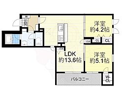 ウェルスクエア山坂 2LDKの間取図画像