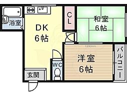 プロモントワール 2DKの間取図画像