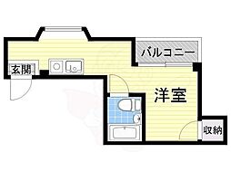 エホール東田辺 ワンルームの間取図画像