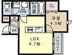 コンフォートKAMI 1LDKの間取図画像