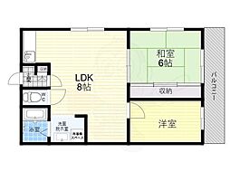 シャトー吉崎 2LDKの間取図画像