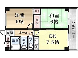 サンパレス加美 2DKの間取図画像