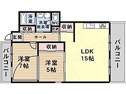 サウススクエア 2LDKの間取図画像