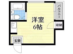 グレースハイツ城南 1Kの間取図画像
