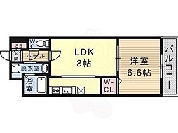 カデンツァ瓜破 1LDKの間取図画像