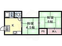 喜連マンション 2Kの間取図画像