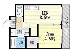 シスイル平野 1LDKの間取図画像