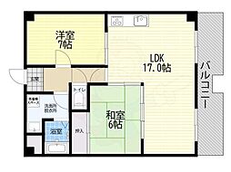 シャトレ長吉 2LDKの間取図画像