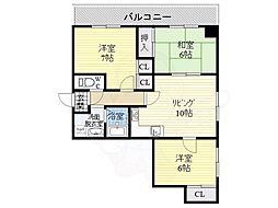 ディアコート平野 3LDKの間取図画像