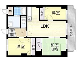 ワカイシビック第一ハイツ 3LDKの間取図画像