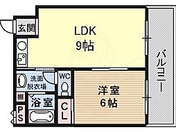 ロジュマン平野 1LDKの間取図画像