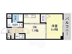 カデンツァ瓜破 1LDKの間取図画像