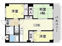 ワカイシビック第一ハイツ 3LDKの間取図画像