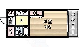 ヤングビレッジ平野 1Kの間取図画像