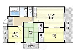 平野西レジデンス 3LDKの間取図画像