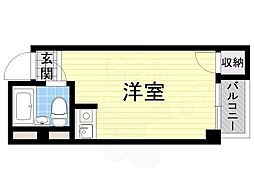 エホール東田辺 ワンルームの間取図画像