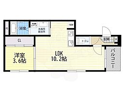 レフジアコート平野 1LDKの間取図画像
