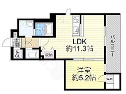 ウェルスクエア山坂 1LDKの間取図画像
