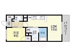 THEPHOERMETENNOJIEAST 1LDKの間取図画像