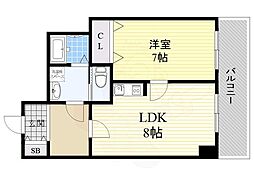 スチューデント平野 1LDKの間取図画像