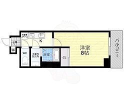 エセリアル喜連瓜破 1Kの間取図画像