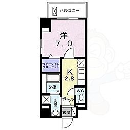 ヘスティア 1Kの間取図画像