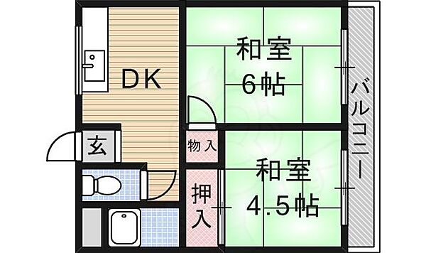 大阪府茨木市園田町(賃貸アパート2K・2階・31.00㎡)の写真 その2
