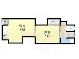 楠原文化 1DKの間取図画像