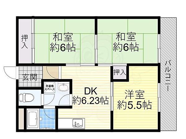 大阪府高槻市富田町６丁目(賃貸マンション3DK・2階・51.03㎡)の写真 その2