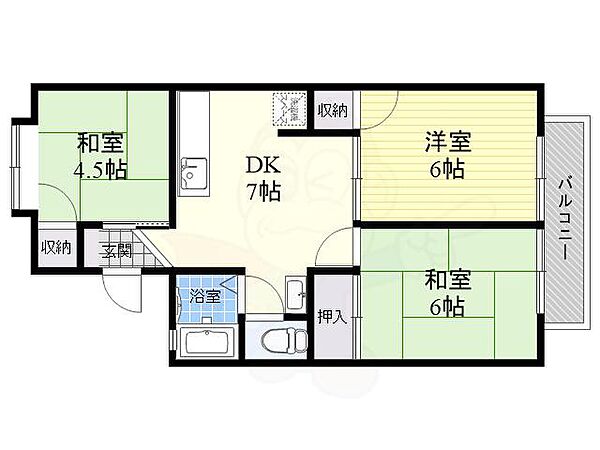 大阪府茨木市上穂積４丁目(賃貸アパート3DK・1階・48.60㎡)の写真 その2