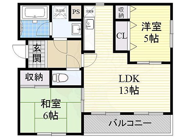 大阪府茨木市沢良宜東町(賃貸マンション2LDK・3階・55.89㎡)の写真 その2