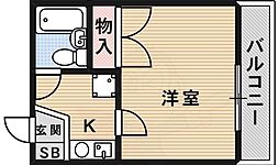 つばさハイツ 1Kの間取図画像