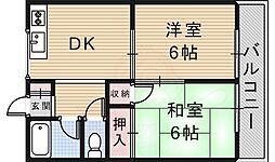 ハイツつるの 2DKの間取図画像