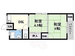 吉田マンション 2DKの間取図画像