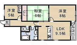 ウィングビュー鮎川 3LDKの間取図画像