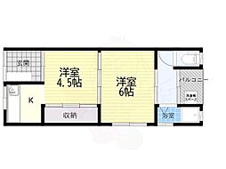吉田ハイツ 2Kの間取図画像