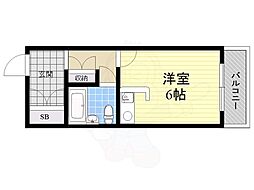 ビクトリア茨木 1Kの間取図画像