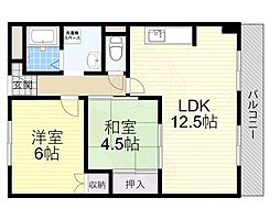 第二田中マンション 2LDKの間取図画像