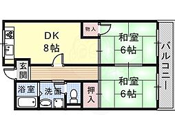 キャッスルハイツ 2DKの間取図画像