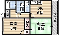 ル・ヴェール太田 2DKの間取図画像