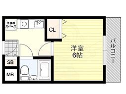 パルコート豊川 1Kの間取図画像