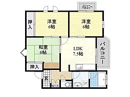 山勘マンション 3DKの間取図画像