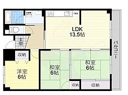 フロレセール茨木 3LDKの間取図画像