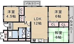 セゾン・若園 3LDKの間取図画像