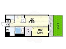 リアコート千里2 NORTH 1LDKの間取図画像