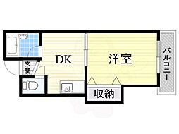 プレアール正雀2 1DKの間取図画像