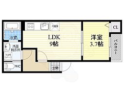 ポラリス摂津L 1LDKの間取図画像