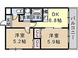 ショーシコン壱番館 2DKの間取図画像